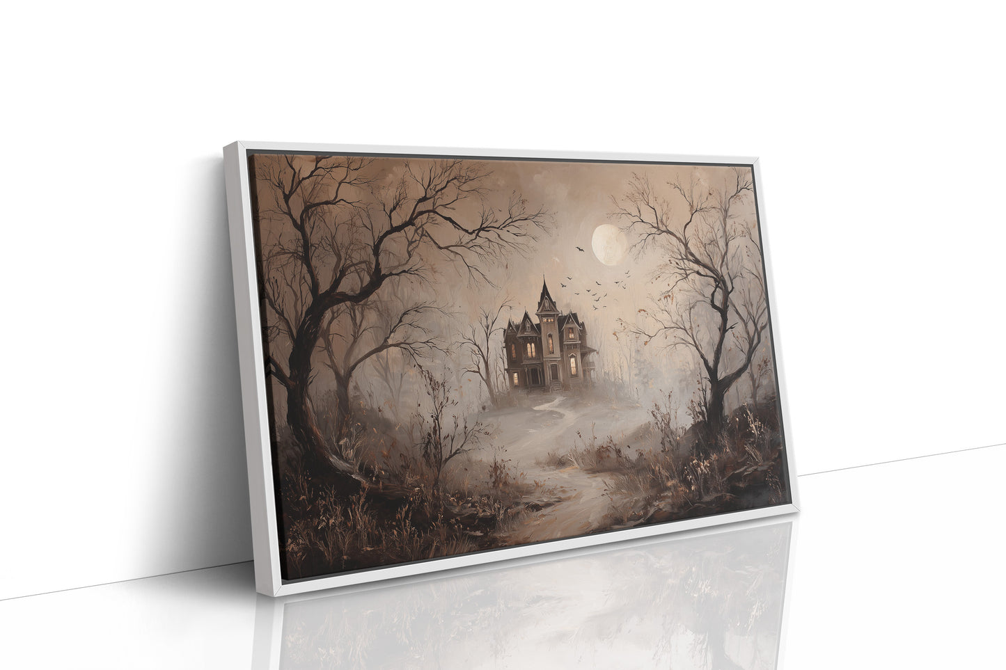 Fogbound Manor Under Moonlight