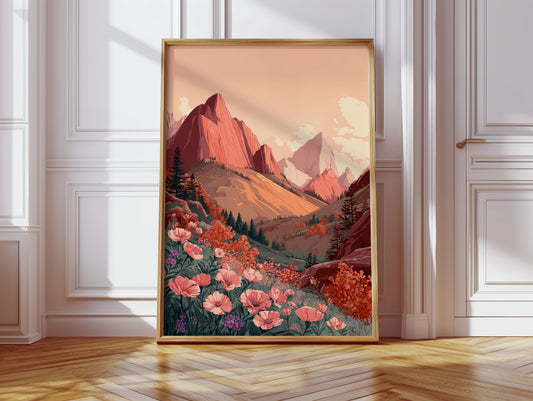Mountains Embrace Their Floral Veil
