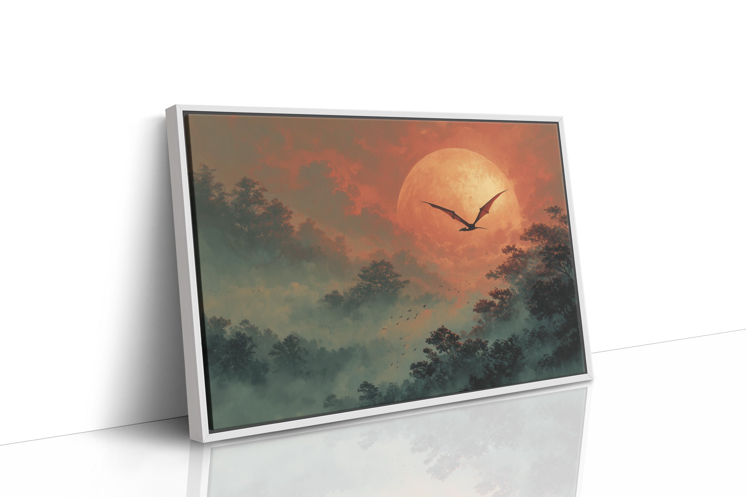 Pterodactyl Soaring Past a Blood Moon