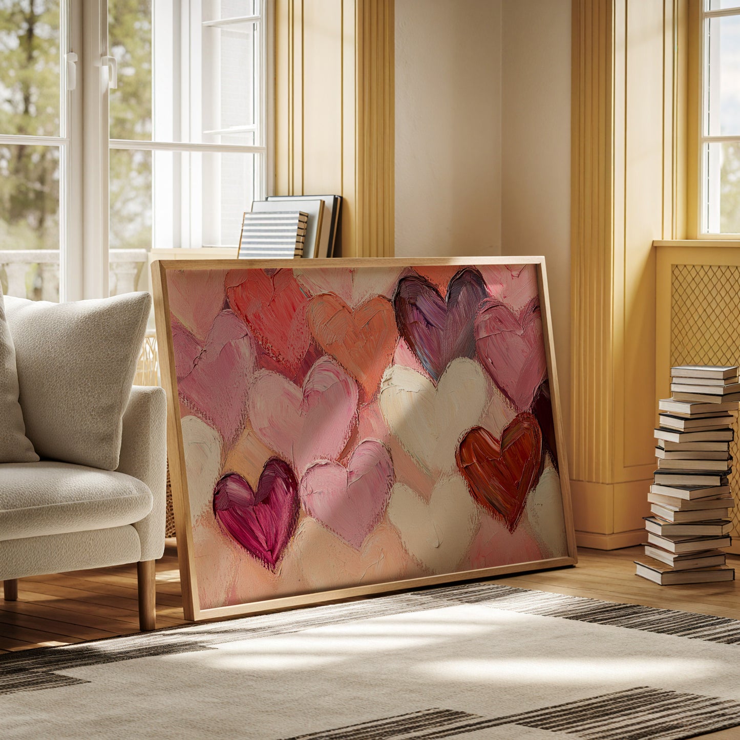 Romantic Textured Hearts – Abstract Love Wall Art Print