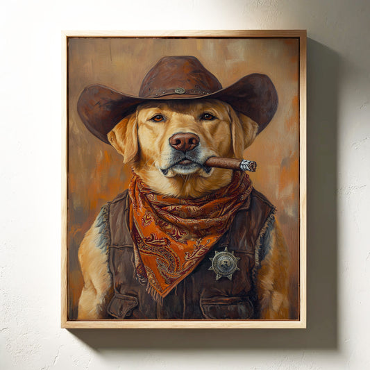 Golden Retriever Sheriff with Western Swagger