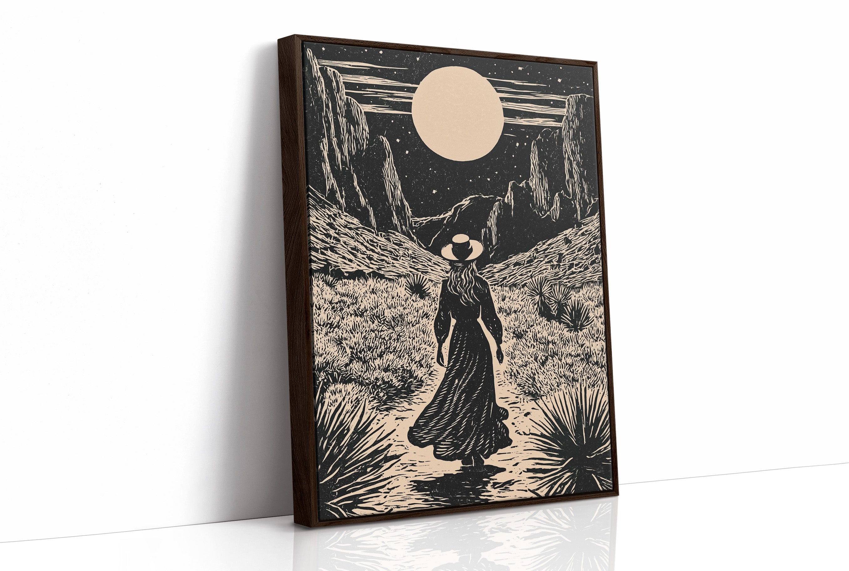 Lone Wanderer Under Desert Moon
