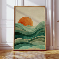 Waves Cradle the Setting Sun