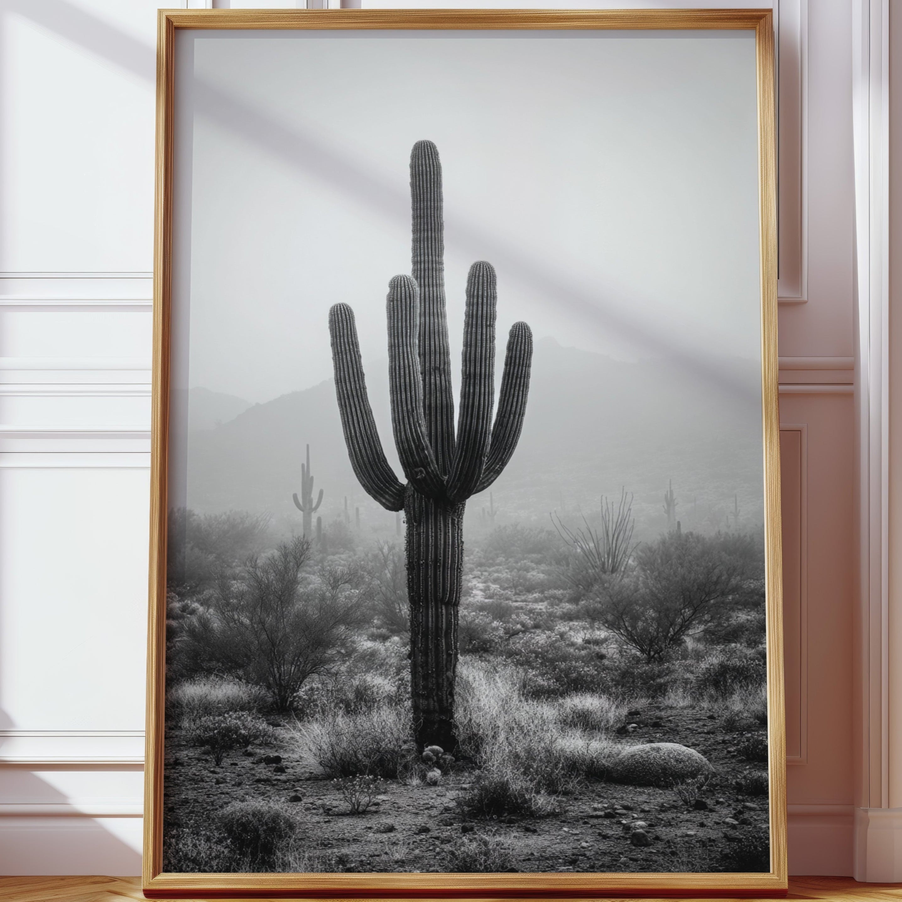 Cactus Standing Against The Mist