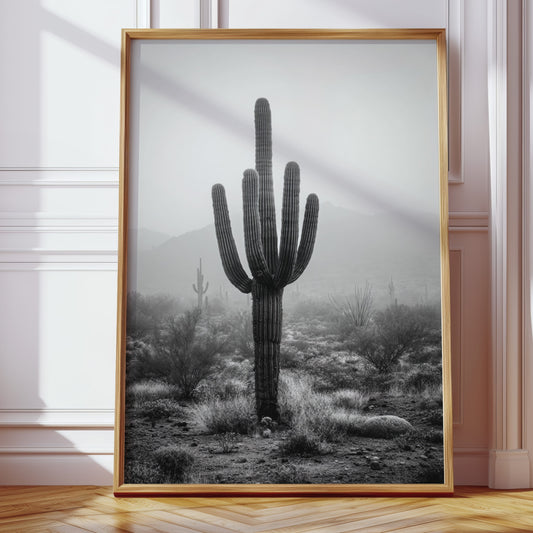 Cactus Standing Against The Mist