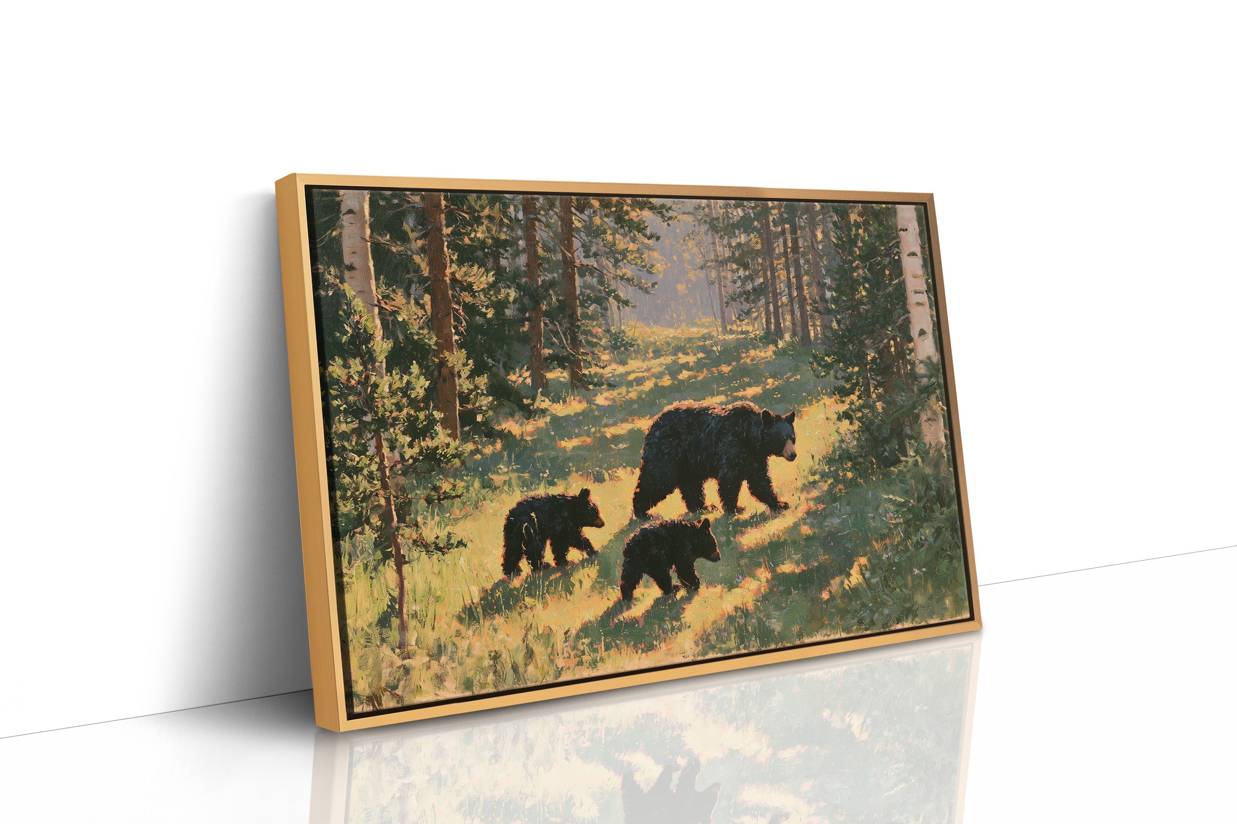 Black Bear Family, Dappled Trail