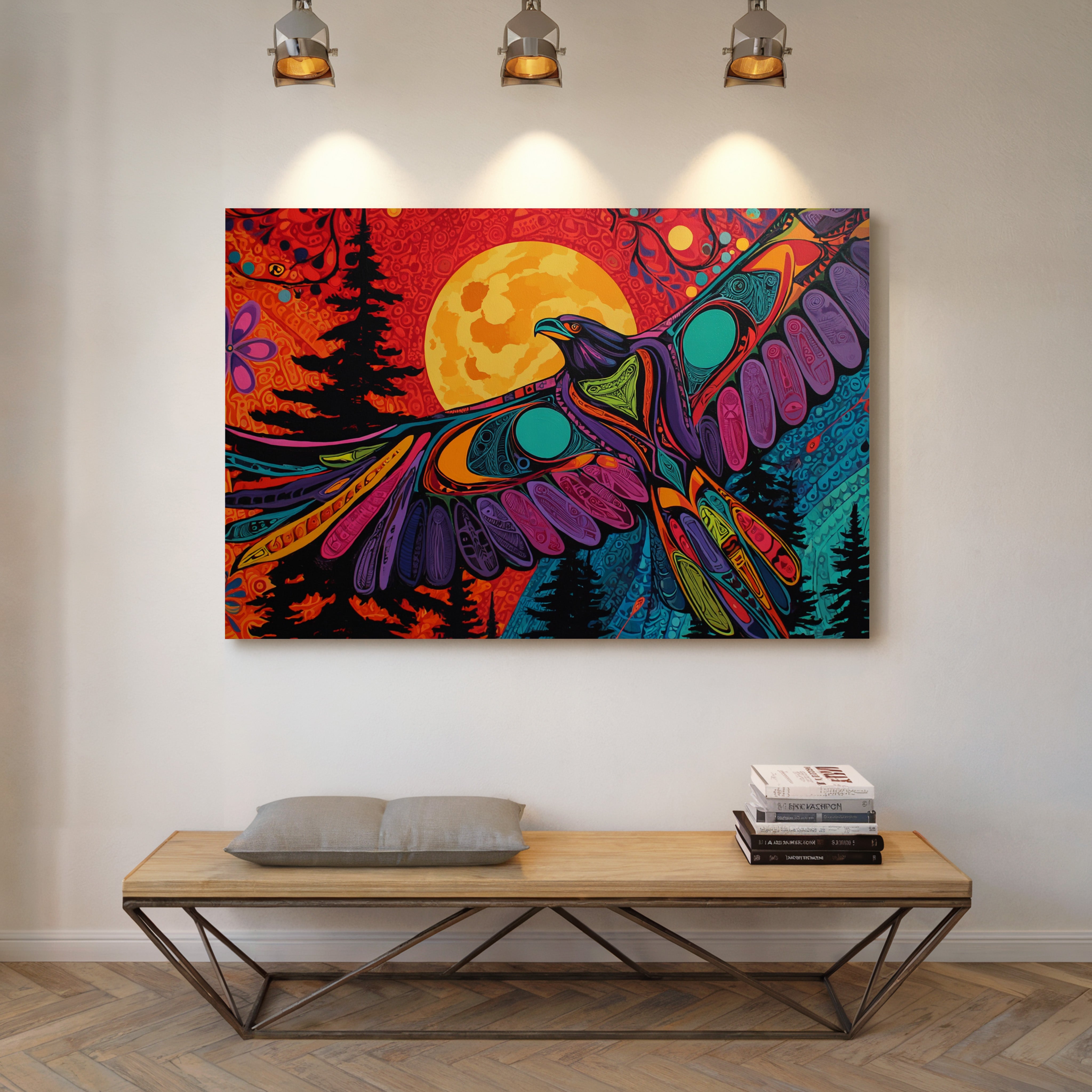 Moonlit Raven Paints Sacred Skies