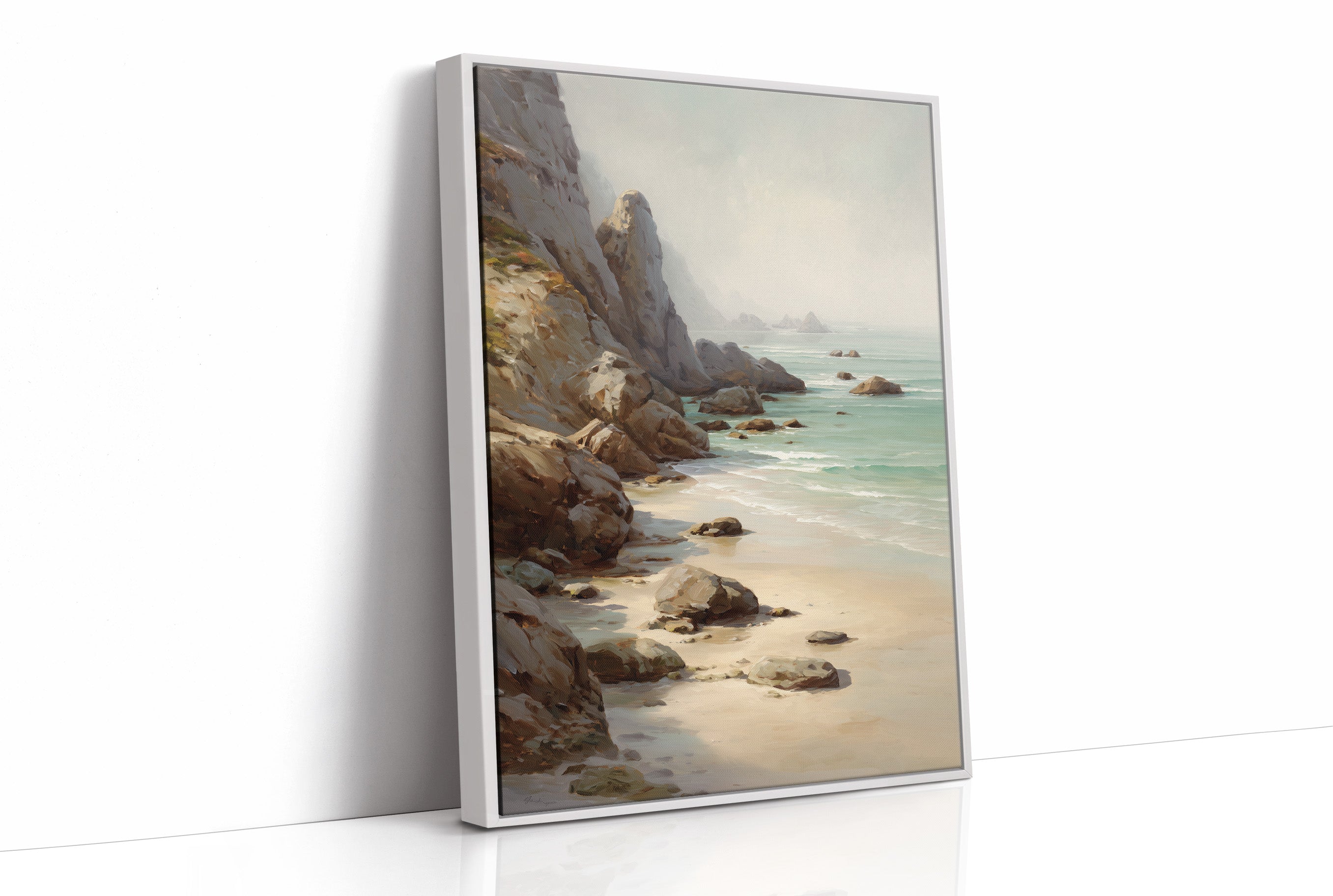 Coastal Whispers Against Rugged Stone