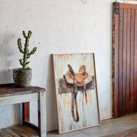 Weathered Rest: Western Saddle Still Life