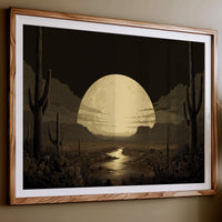 Saguaros Dance Under Golden Moon