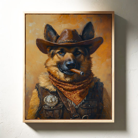 German Shepherd Sheriff in the Saddle