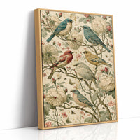Five Finches on Antique Letters
