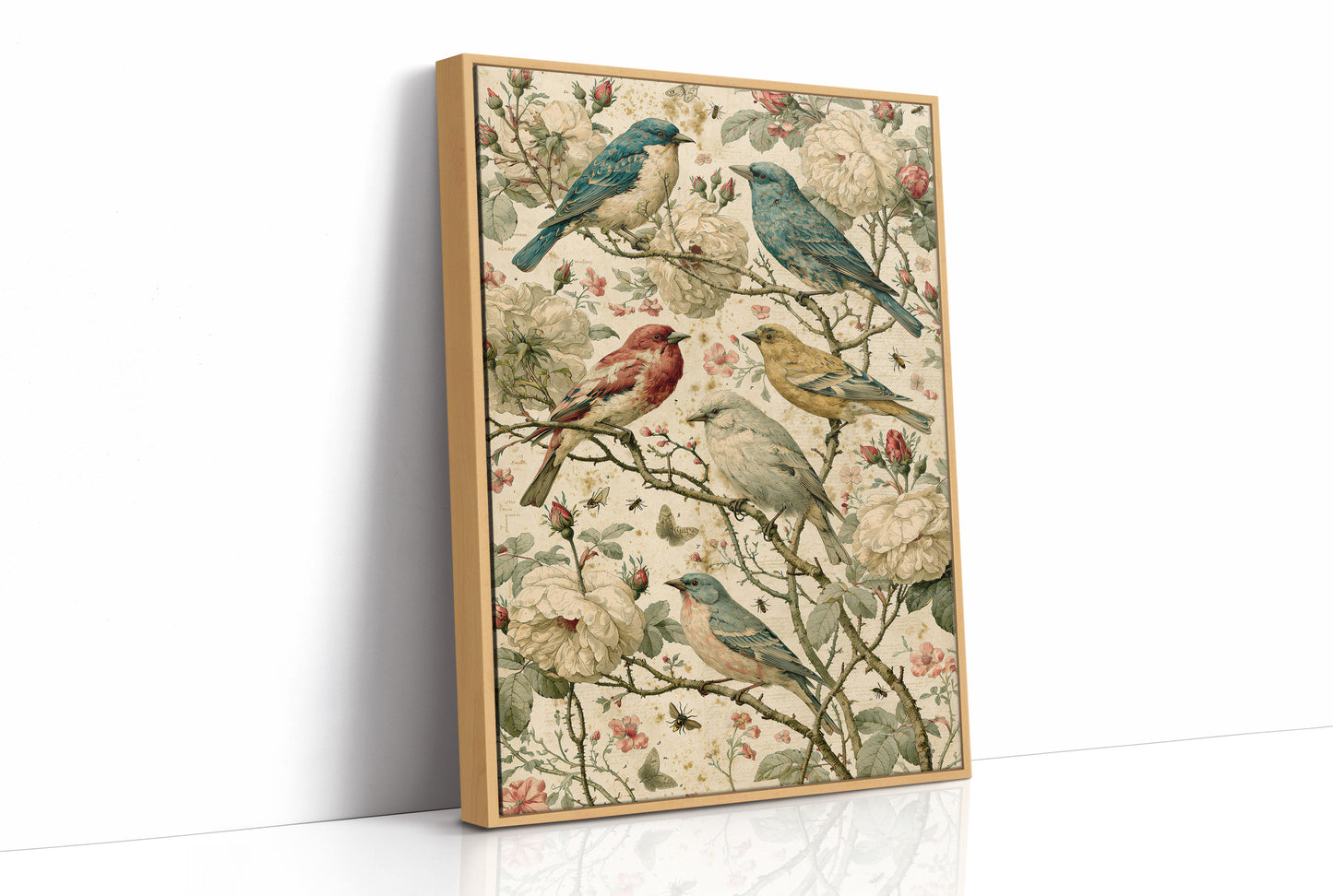 Five Finches on Antique Letters