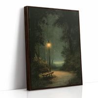 Misty Green Path By Lamplight