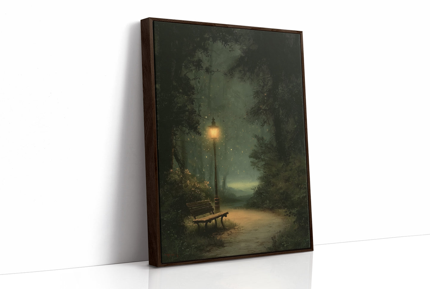 Misty Green Path By Lamplight