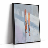 Alpine Duet: Copper Skis at Rest