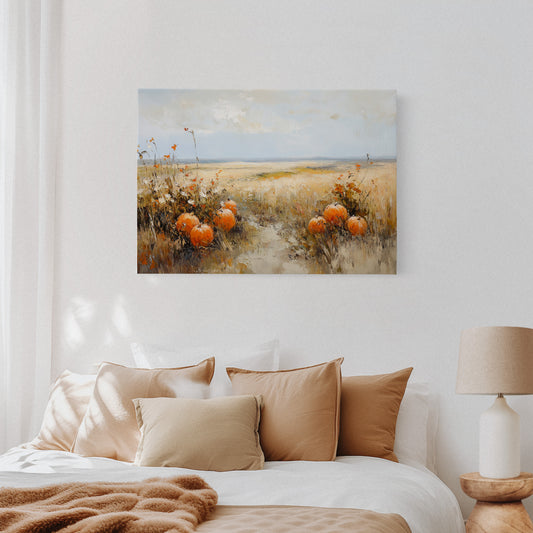 Pumpkins Rest In Golden Fields