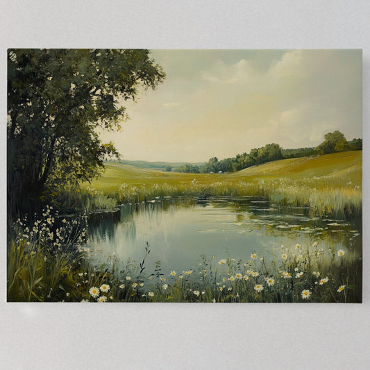 Daisies Dance By Summer's Pond