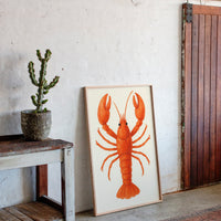 Watercolor Lobster in Coastal Red