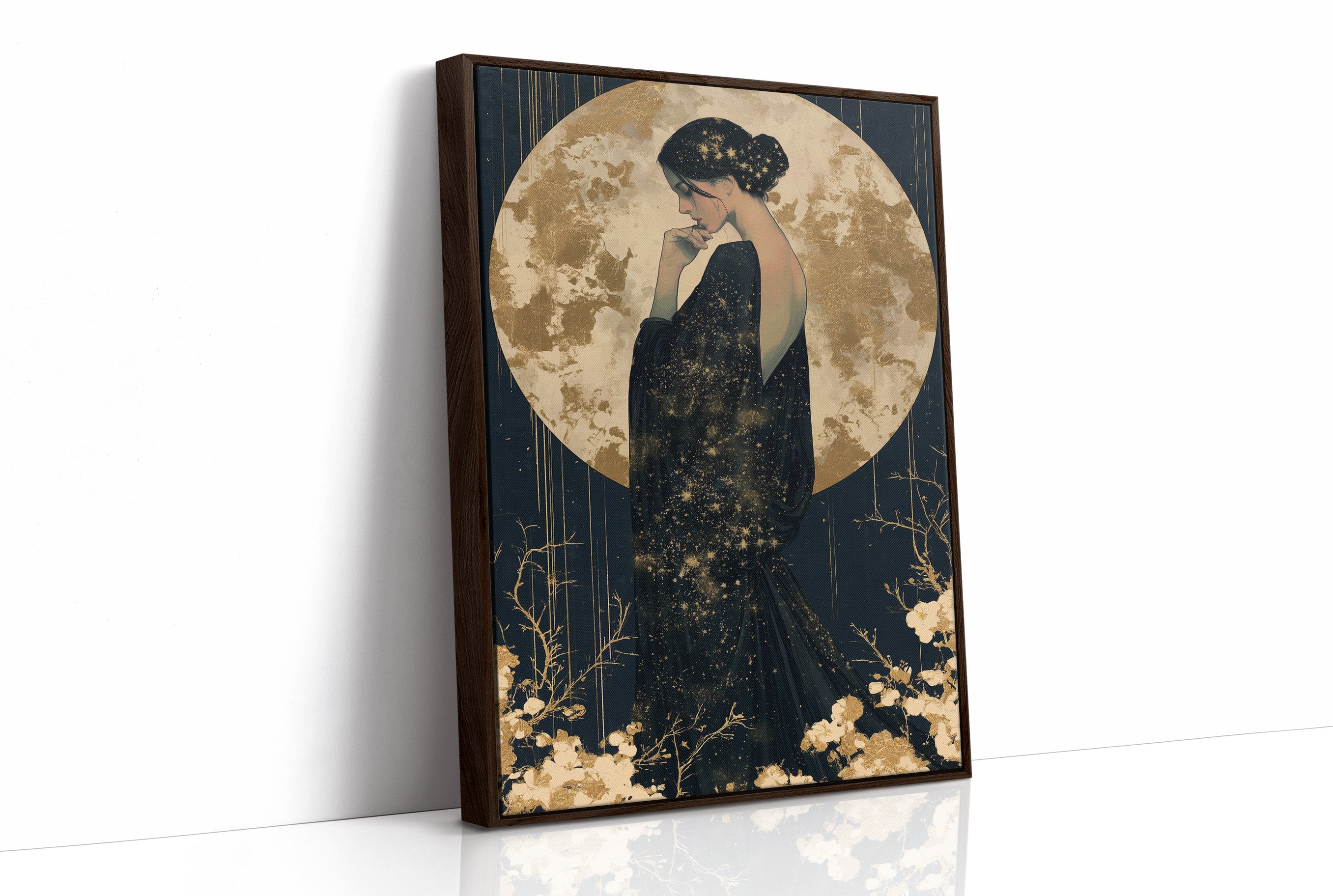 Woman Cloaked In Starlight Gown