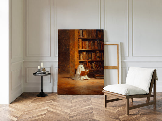 Whimsical Ghost Library Canvas Print - Enchanting Art - Gallery Canvas image 12