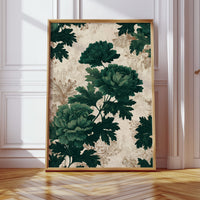 Emerald Blooms on Rustic Canvas