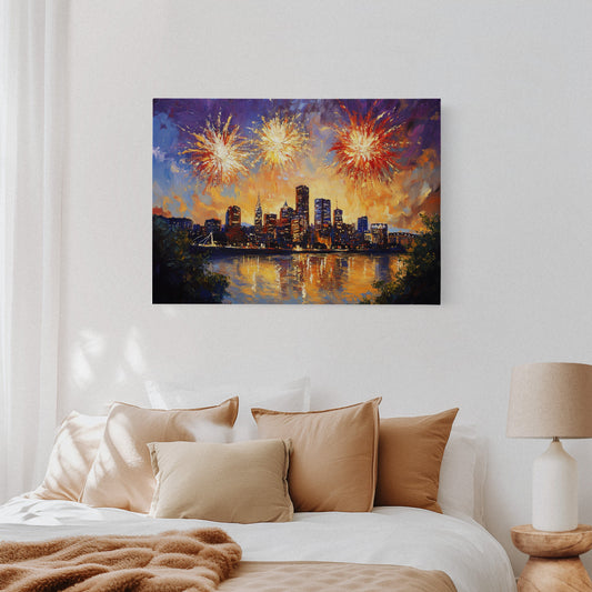 City Lights Dance With Fireworks Above