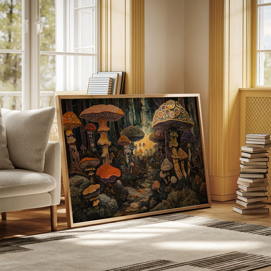 Enchanted Mushroom Forest: Mystical Fantasy Canvas Wall Art