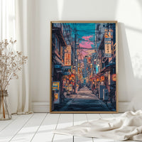 Vibrant Tokyo Street Art Print – Neon Cityscape Aesthetic