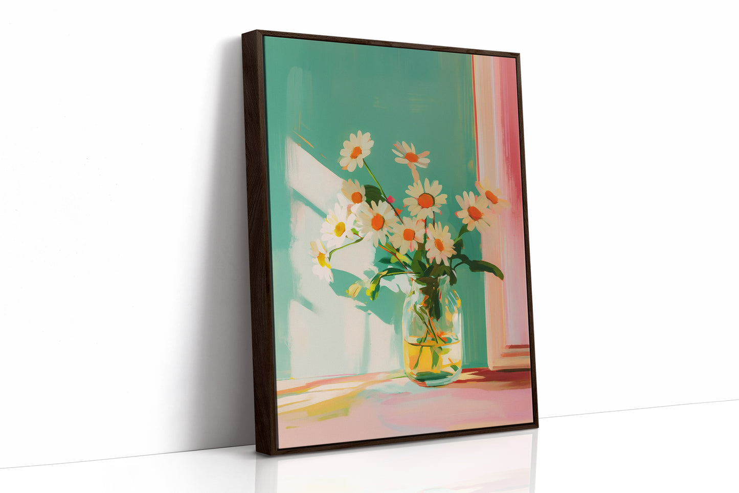 Sunlit Daisies in a Glass Jar