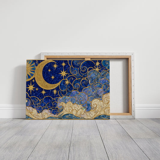 Moon and Stars, Gilded Glass