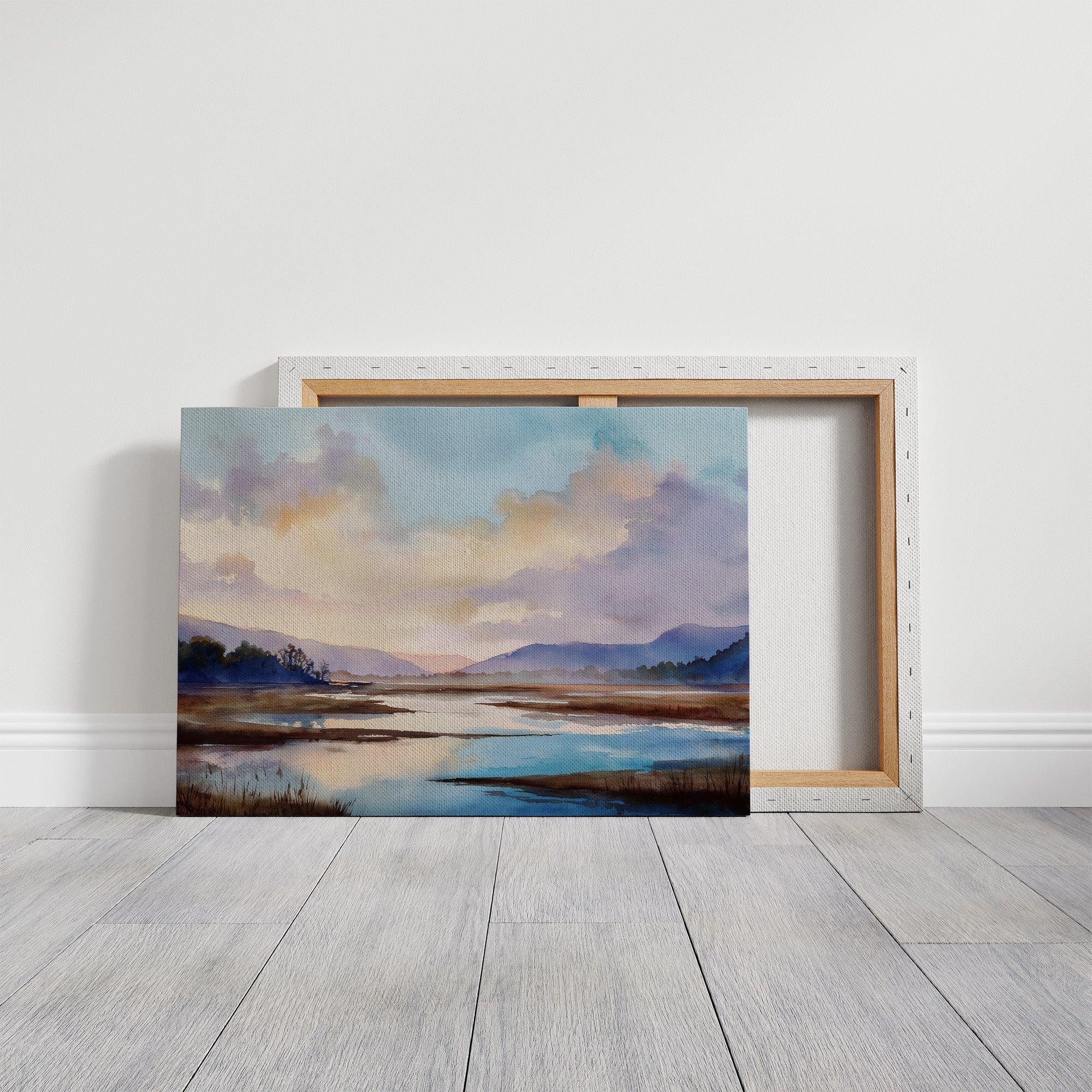 Lavender Lakes Between Distant Hills