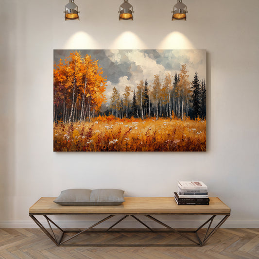 Autumn Meadow Sings Through Birch Lines