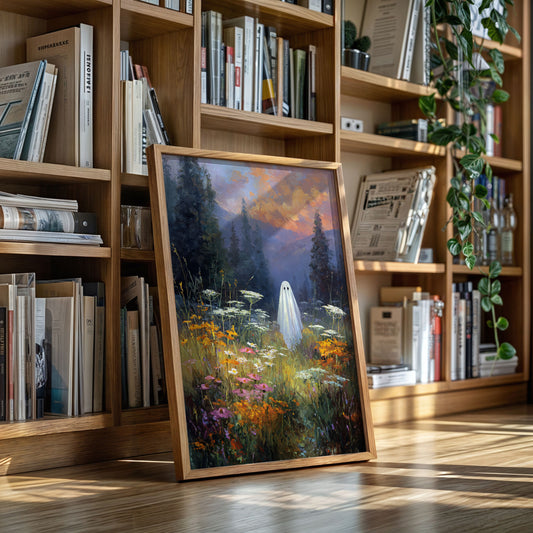 Ghostly Meadow Landscape Canvas - Whimsical Nature Art - Gallery Canvas image 10
