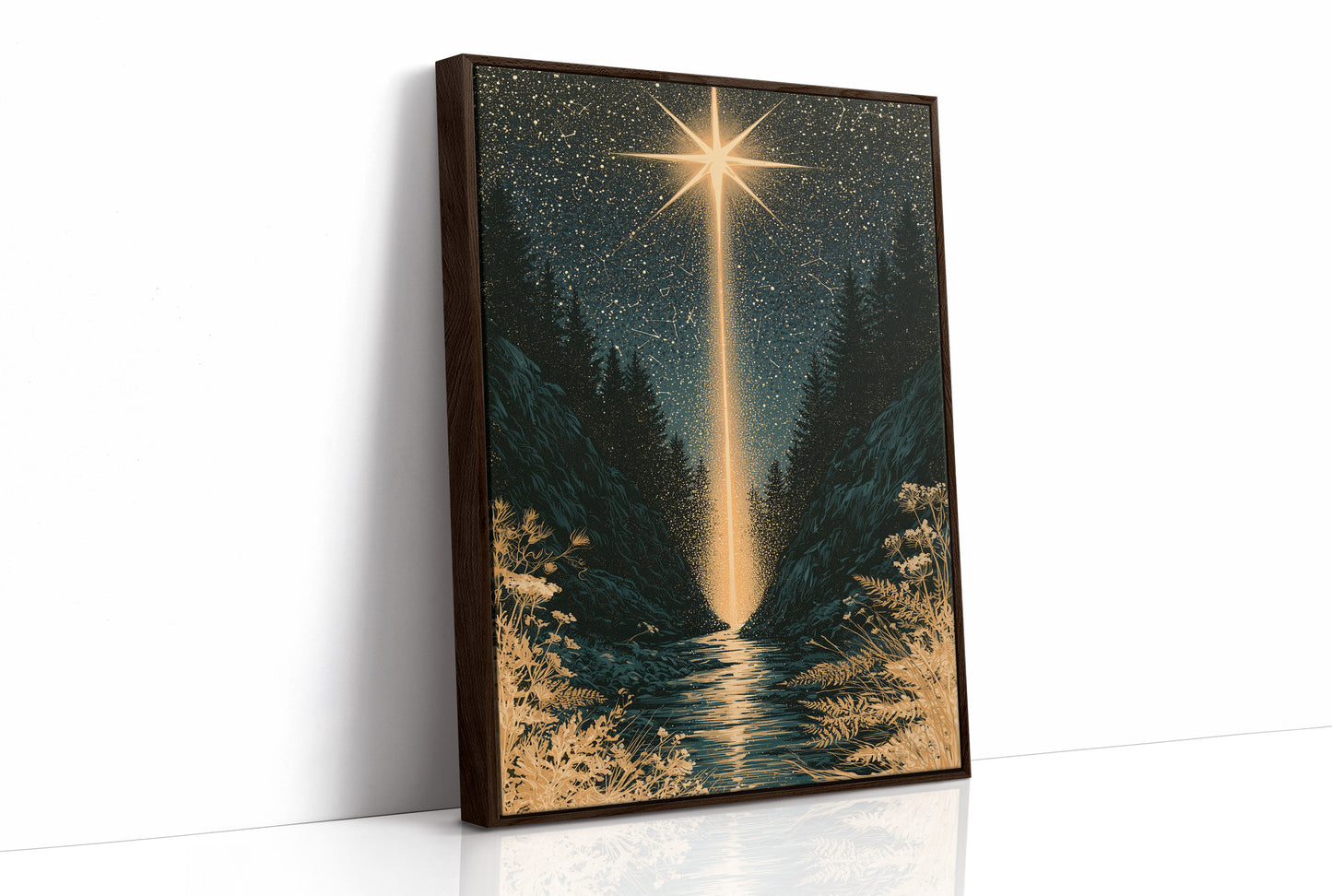 Guiding Star Over Forest Stream