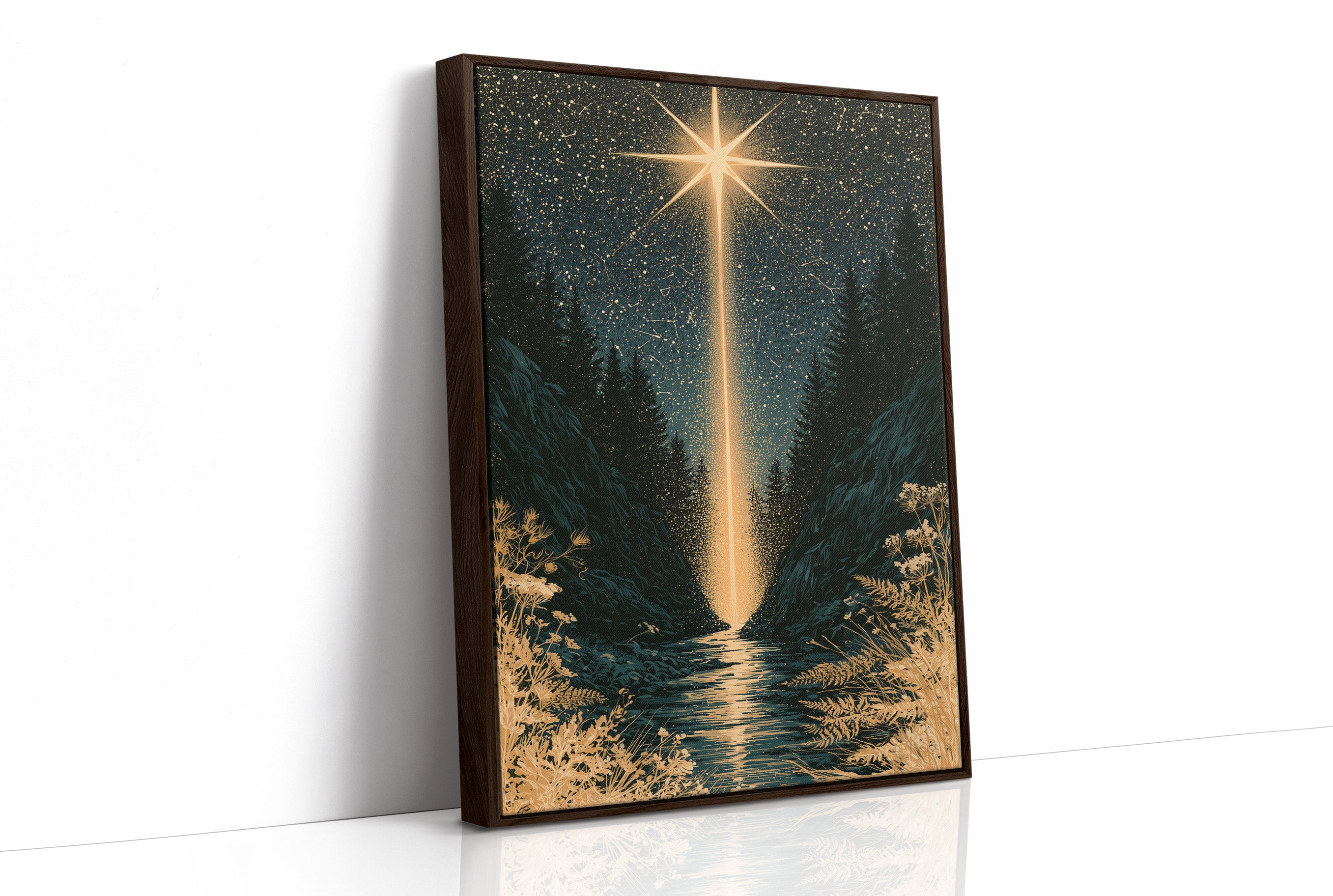 Guiding Star Over Forest Stream
