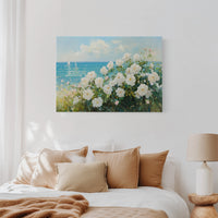 Coastal Roses Dance With Sailboats