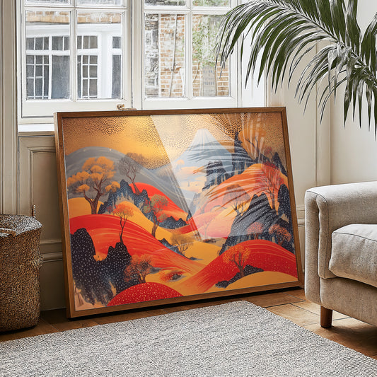 Mountain Dreams In Crimson Flow