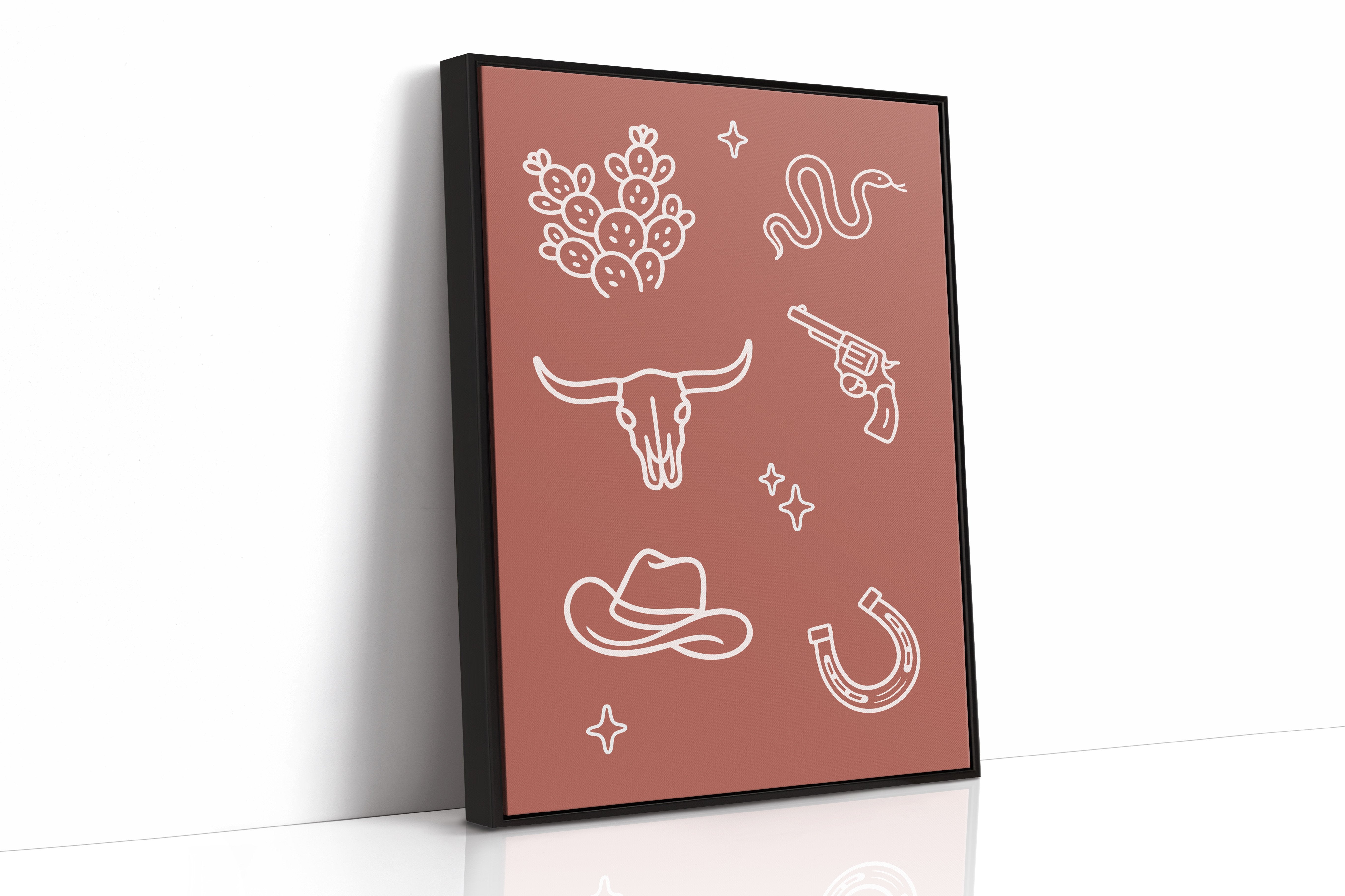 Desert Icons Under Terracotta Sky