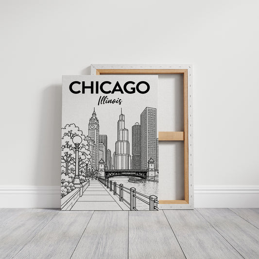 Chicago, Riverwalk Line Art