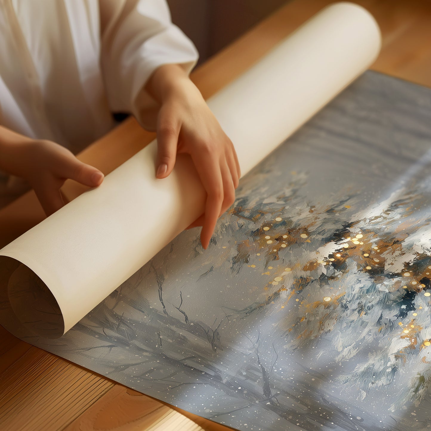 Golden Lights in Winter Silence