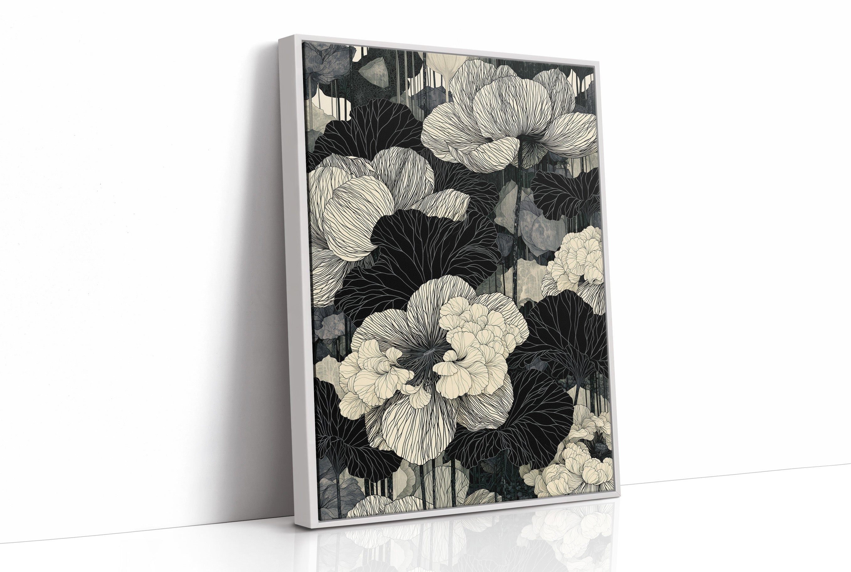 Poppies in Fine Black Ink