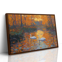 Swans Beneath the Amber Canopy