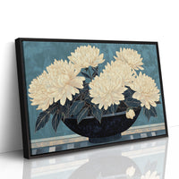 Cream Dahlias On Midnight Waters
