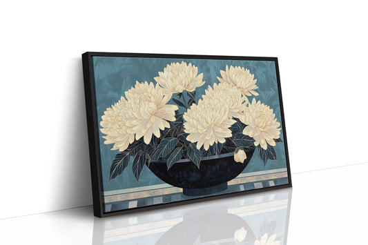 Cream Dahlias On Midnight Waters