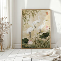 Japanese Egret Wall Art – Elegant Minimalist Nature Print