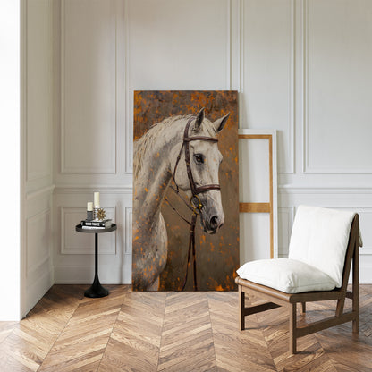 Majestic White Horse Portrait – Western Equestrian Wall Art