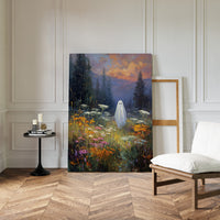 Ghostly Meadow Landscape Canvas - Whimsical Nature Art - Gallery Canvas image 11