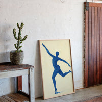 Leaping Figure in Indigo Grace