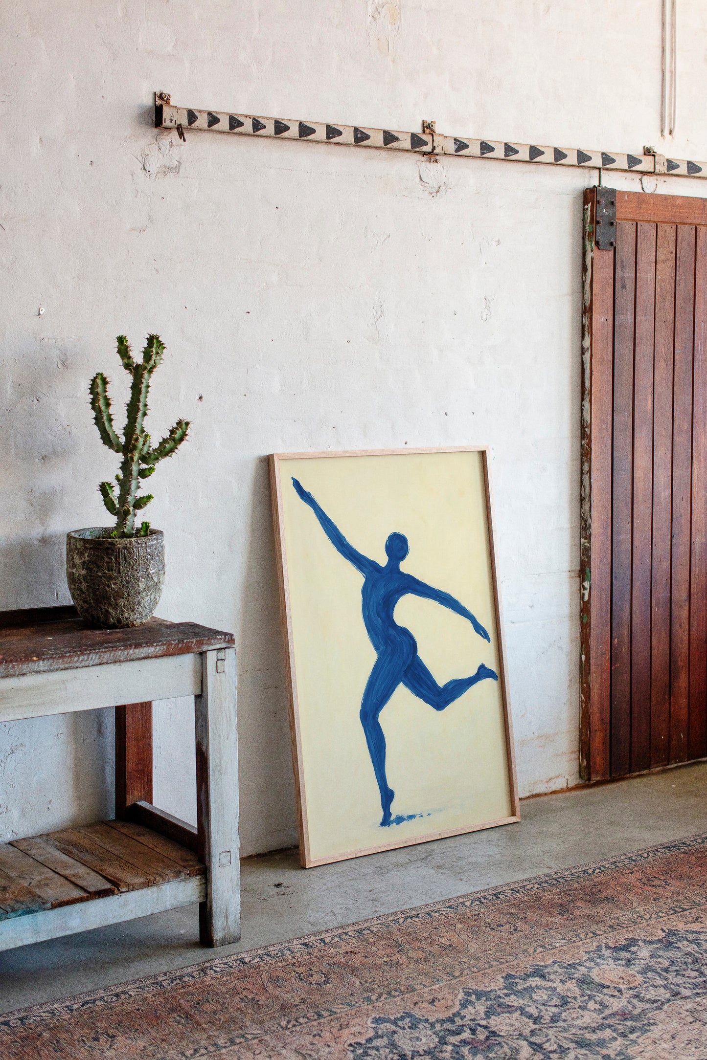 Leaping Figure in Indigo Grace